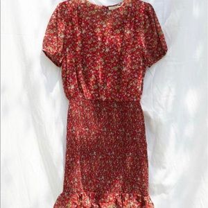 UO Floral Shirred Skirt Mini Dress